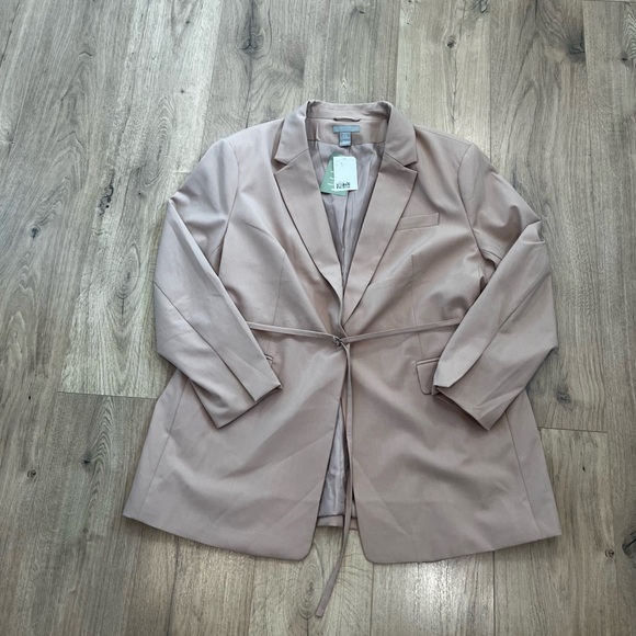 H&M Jackets & Blazers - H&M Dusty Rose Tie-Waist Blazer Jacket